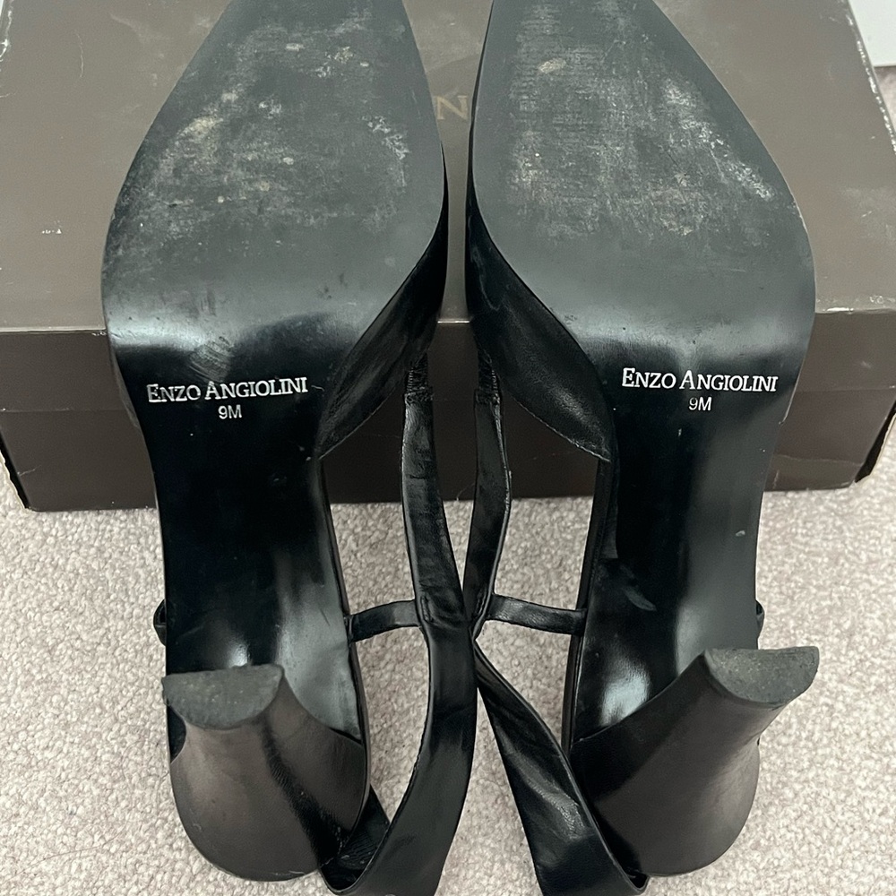 Enzo Angiolini 90’s Elegant Black Slingback Heels - Picture 5 of 5